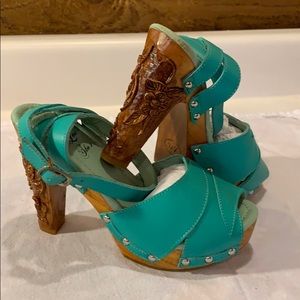 Mint Green/Turquoise Lucky Lou Shoes Heels NWT